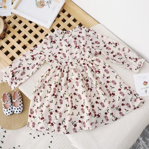 Girls Dress Autumn New Fashion Rural Style Long Sleeve Dress Girl Print Dress Girls Clothes