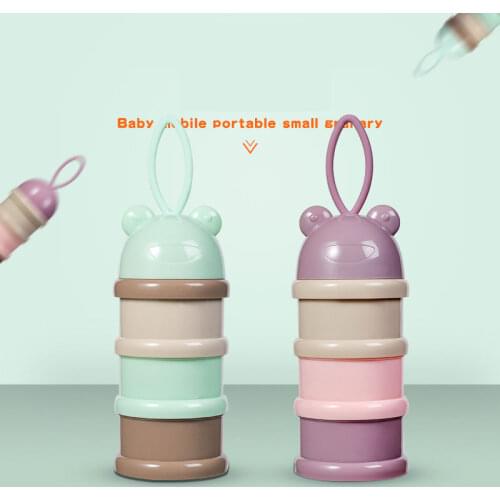 3 layers Bear Style Portable Baby Food Storage Box Essential Cereal Milk Powder Boxes Cartoon Toddle Snacks Container