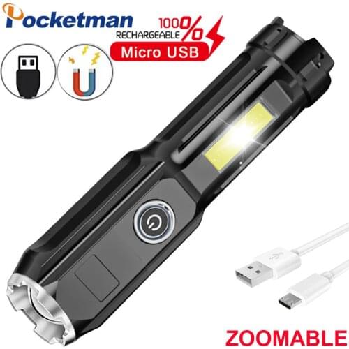 Portable Mini Led Flashlight Super Bright Led Torch Outdoor Camping Light Lantern With Built-in Battery Magnet COB side lgiht