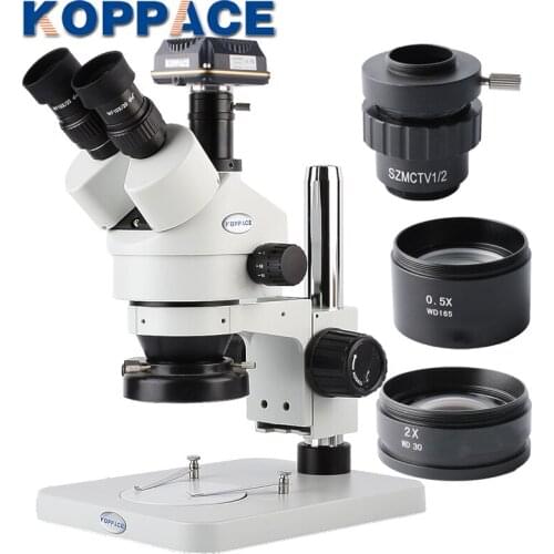 KOPPACE 10 Megapixel USB 3.0 Industrial Camera Trinocular Stereo Zoom Microscope WF10X/20 Eyepieces 0.5X and 2.0X Barlow Lens
