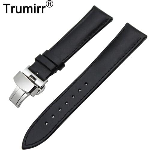 20mm Genuine Leather Watch Band for Ticwatch 2 42mm Butterfly Buckle Strap Wrist Belt Bracelet Black Brown + Spring Bar + Tool
