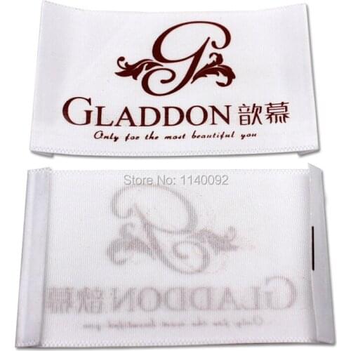 Free shipping custom clothing satin printed labels/garment main labels/overcoat printed woven tags/dress labels 1000 pcs a lot