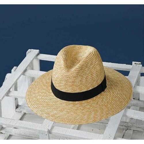 2019 Fashion new Jazz womens sun hat Ribbon Wide side Visor straw hat Summer Panama Beach hat seaside Vacation Gorra Hembra