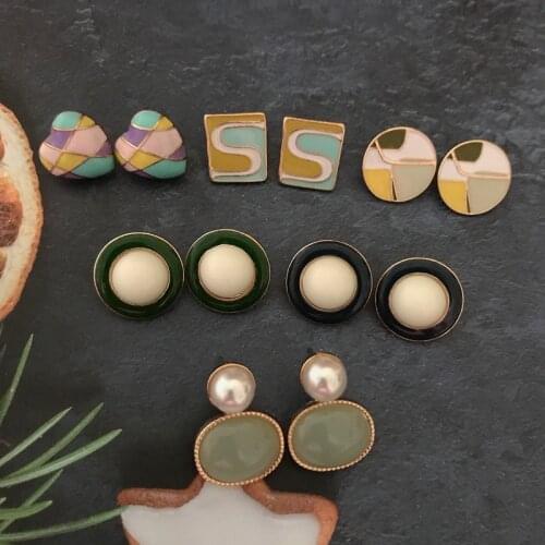 Vintage Geometric Earrings Colorful Graffiti Painting For Piercing Party Birthday Jewelry Gifts