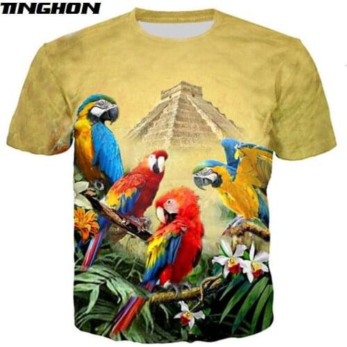 XS-7XL Mens harajuku 3D Print tShirt Women Floral Hawaiian Summer T-Shirt Parrot Peacock Bird unisex hip pop Tees tops 04