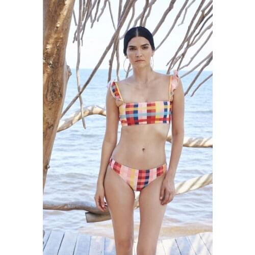The new summer 2020 womens sexy print flappy bikini, high-waisted tripod, backless, two-piece beach suit