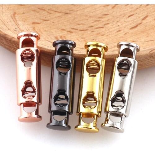 Gold Cord Lock Adjuster Elastic Adjuster cord 32mm*5mm metal Stopper Cord-Lock Spring Buckle-Cylinder Stopper Toggle 6pcs