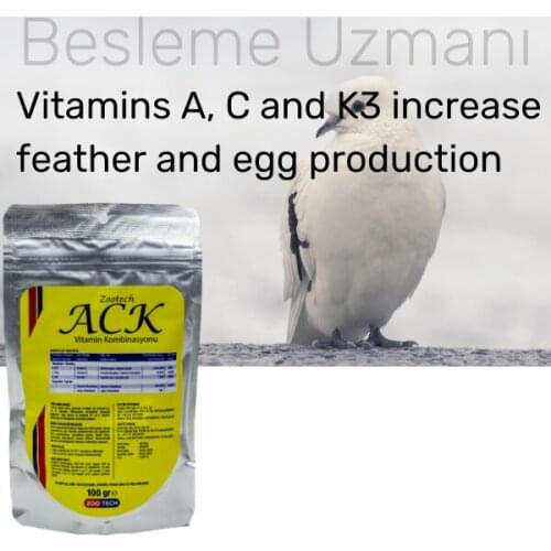 Zootech ACK Vitamin-ACK Vitamin Combination Powder Vitamin 100 Gr For Birds, Chicken, Chicks, Goose, Turkey All Poultry