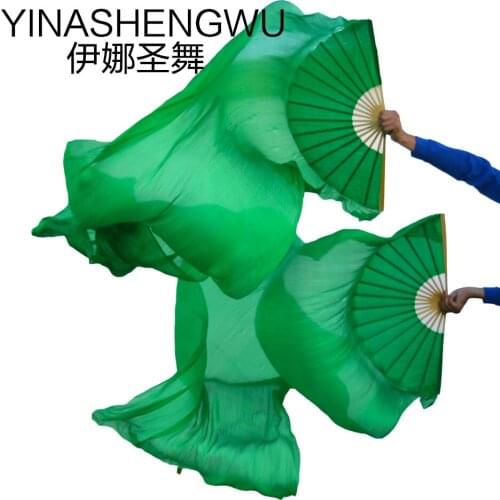1 Pair Stage Performance 100% Silk Belly Dance Fans Gradient Colour Dance Accessories Belly Dancing Silk Fans
