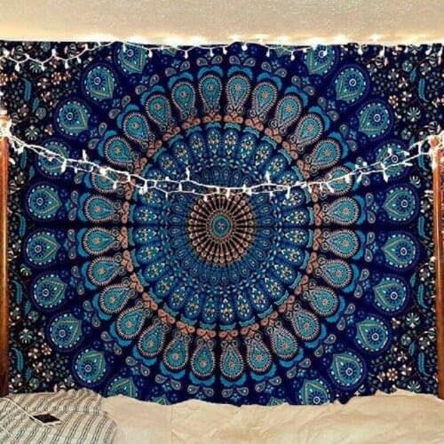 1pc Bohemian Floral Printed Background Cloth Mandala Tapestry Wall Hanging Decoration