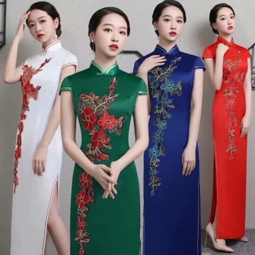1Piece Floral Bridal Corded Lace Applique Embroidery Lace Trim Wedding Motif Cheongsam Accessories