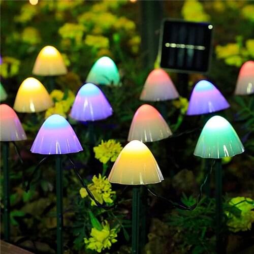 10/20/30 LEDs Solar Mushroom String Lights 8 Modes Outdoor Garden Patio Pathway Decoration Lamp Solar Christmas Holiday Lights