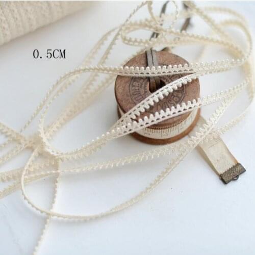 10 Meters/lot 5mm Cotton Material Beige Thin Lace Trims Clothing Decorative Lace Ribbon Handmade Patchwork DIY Hometexile Sewing