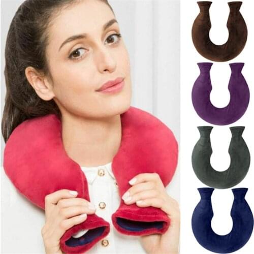 1400ml Ushaped Neck Hot Water Bag With Plush Cover Winter Neck Protector Water Injection Bottle For Neck Spine Physiotherapy