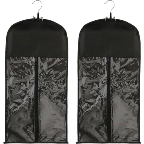 2pcs Hair Extension Wig Stand Storage Bag Holder Case Protector+Hanger Black