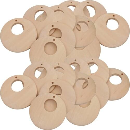 50pcs Wood DIY Pendants Wooden Art Crafts Earrings Toys 40mm