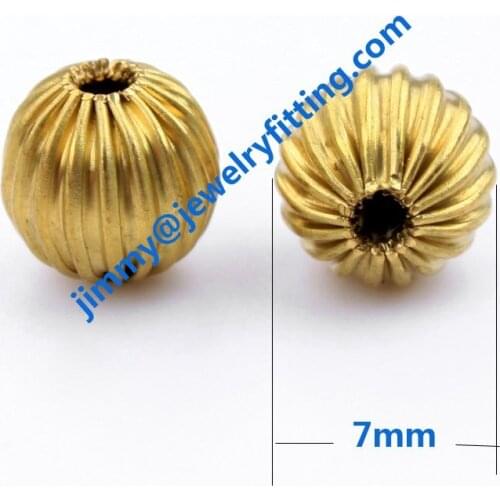7mm corrugate beads round shape jewelry findings wholesale color can be plated