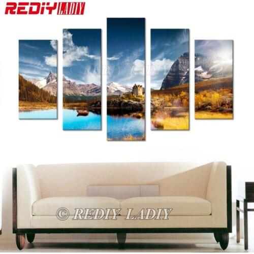 REDIY LADIY Diamond Painting Mountain Lake Crystal Diamond Embroidery Triptych Resin Rhinestones Modular Picture Hobby & Crafts