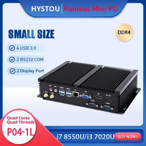 Fanless Rugged ITX Mini PC Intel Core i7 8550U i3 7020U Desktop Computer Windows 10 Pro i5 8250U DDR4 RS232 COM VGA HDMI 4K BOX