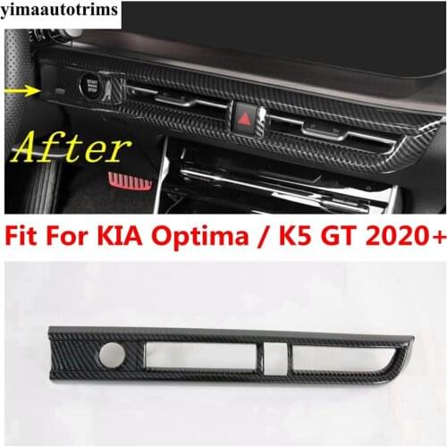 Central Control AC Conditioning Air Vent Outlet Decor Cover Trim Carbon Fiber Look Interior Kit For KIA Optima / K5 GT 2020 2021