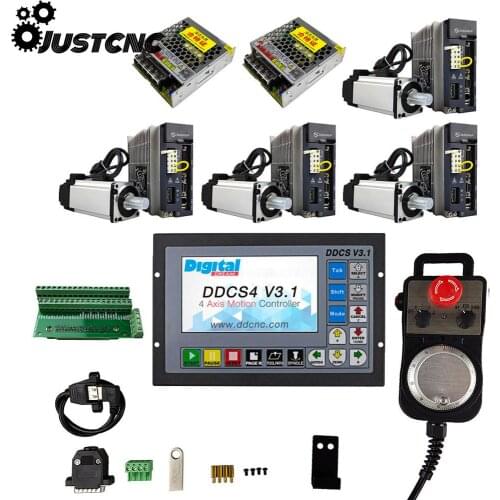 Ddcsv3.1 motion control system 4-axis CNC kit 750W servo motor kit Z axis, with brake, with emergency stop electronic handwheel