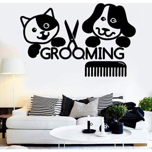 Pets Dog Grooming Salon Wall Sticker Pets Shop Vinyl Decal Art Wall Stickers Wall Vinyl Removable FK-77
