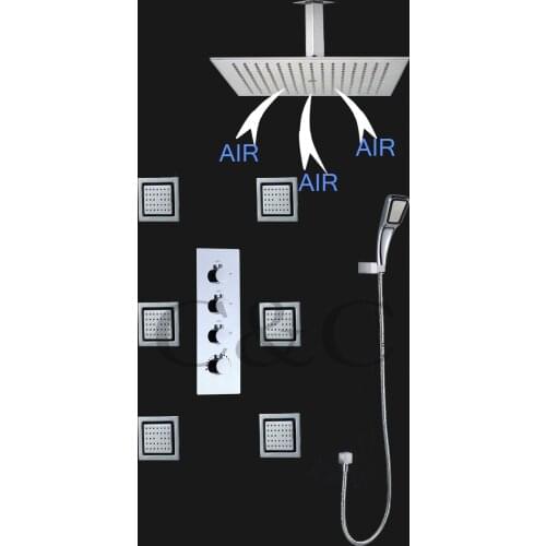 Rainfall Bathroom Shower Faucet Set With 16 Inch Air Drop Water Saving Shower Head Set Water Saving Hand Shower