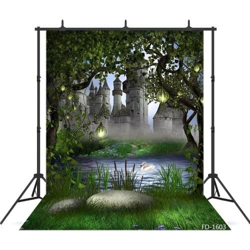 Forest Castle Lake Fairy Tales Photography Backdrops Vinyl Cloth Backgrounds for Photo Studio Children Baby Shower Photophone