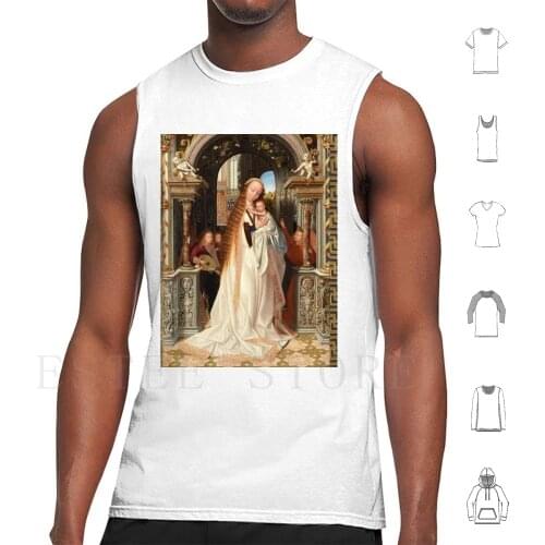 Virgin With Child And Music Making Angels By Quentin Metsys Tank Tops Vest Cotton Virgin Baby Jesus Nativity Christmas Xmas