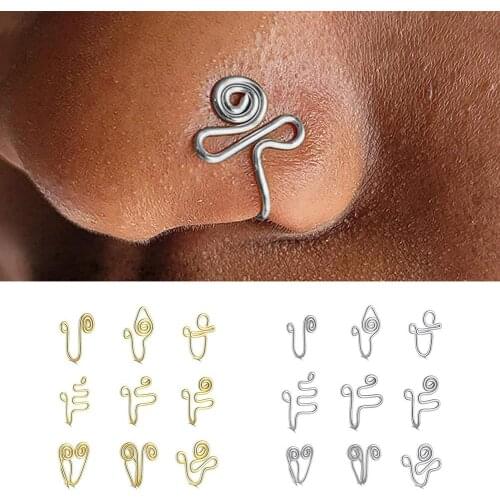 Clip Type Nose Ring Stainless Steel Gold Silver Clip Nose Ring Star Fake Nose Perforation Clip Cross Nose Clip