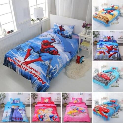 Disney Avenger Spiderman Princess Cartoon Duvet Cover Set for Boys Kids100% Cotton Bedlinen Twin Single Bedclothes Bedroom Decor