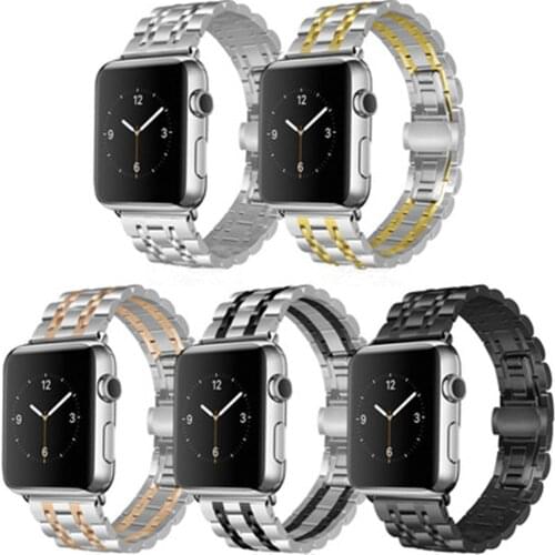 Metal Wristband for Apple Watch Band 6 SE 5 4 40mm 44mm Men Stainless Steel Butterfly Strap for iWatch Series 3 2 1 38mm 42mm