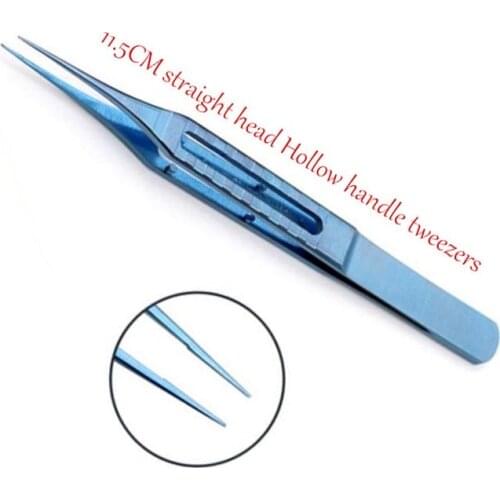 Microsurgical instruments 11.5CM Hair transplant straight head Hollow handle tweezers Titanium alloy high quality forceps