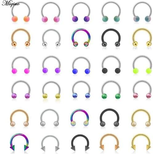 Miqiao 1pc Stainless Steel Nose Rings 16G Nose Piercings Helix Ear Piercing Septum Rings Piercing Body Jewelry for Woman Men