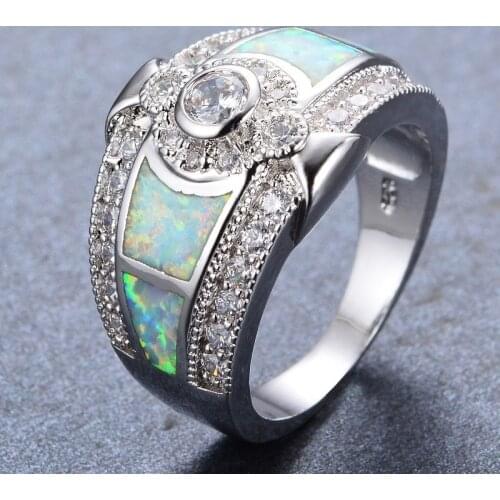 Fashion Jewelry Luxury Zircon Faux Opel Ladys Ring Engagement Wedding Ring Christmas Gift Charm Accessories