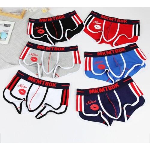Men Underwear Cotton Sexy Personality Low Waist Men Boxers Shorts Breathable Fashion