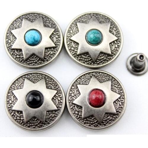 DIY leather craft star stone decoration silver color wallet rivet button and studs set 10pcs/lot