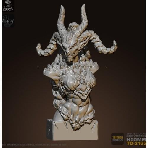 55mm Resin Bust Kits Horned Warcraft Bust Model Self-assembled TD-2165