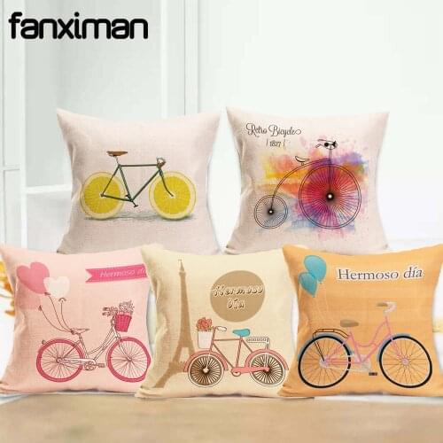 Nordic Modern Home Decoration Bicycle Trip Series Printed Cushion Covers Room Decoration Customized Pillowcases 45*45cm
