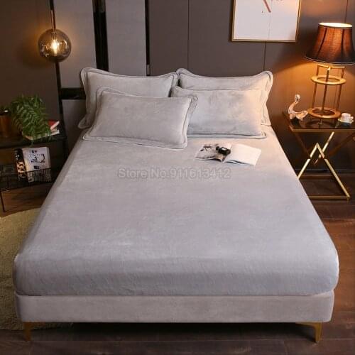 Pure Gray Elastic Fitted Sheet Protector Anti-Dust Against Mites and Bacteria Simplicity Bed Cover Twin Queen