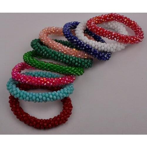 Peach Crystal Beaded African Jewelry Set European and American Fashion Necklace Earrings Bracelet Set