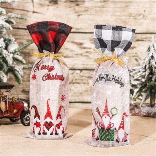 Christmas Decoration Xmas Home Table Decoration Faceless Forest Old Man Red Wine Bottle Set 2022 New Year Merry Christmas Natal