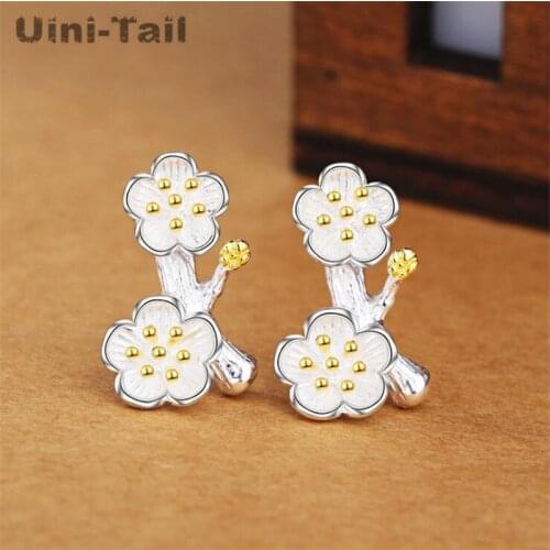 Uini-Tail 2019 new listing 925 sterling silver original design branches plum earrings national style fashion tide flow ED374