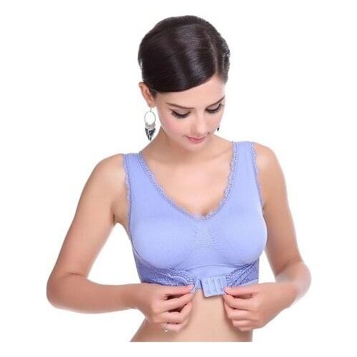 Blue bra white Big size girl cotton Lingerie vest seamless push up underwear bralette A B C D cup Wireless bra C4