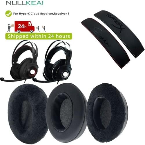 NULLKEAI Replacement Thicken Leather Velvet Earpad For HyperX Cloud Revolver,Revolver S Headphones High Quality Earmuff Headband