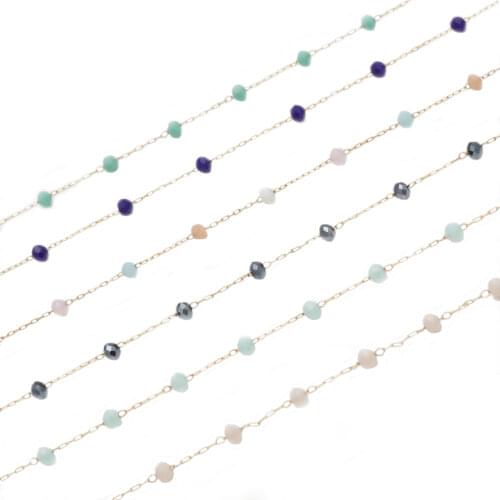 1 Meter 3.5mm Abacus Glass Beads 316L Stainless Steel Gold Chain Fit DIY Handmade Necklaces Bracelets Anklet Making Findings