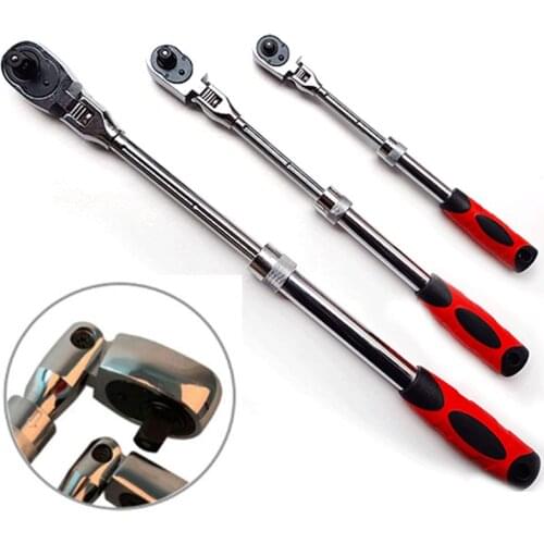 1/4"3/8"1/2" Telescopic Ratchet Spanner 72Teeth Carbon Steel Retractable Ratchet Wrench Can Adjust 90 Degrees Movable head