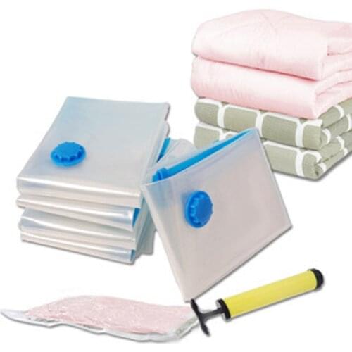 Thickened Vacuum Storage Bag, Vacuum Compression Bag, Reusable Blanket Clothes Bag with Hand Pump, Closet Storage Bag