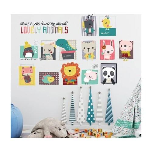 Cartoon Animal Photo Kids Room Home Decor Vinyl Wall Stickers DIY Lovely Dinosaur Babybedroom Nursery Wall Decals Poster