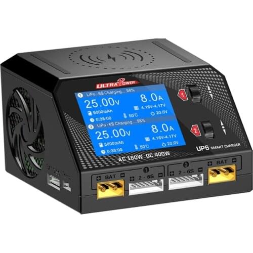 Ultra Power UP6 AC 160W DC 400W 10A Battery Charger With Wireless Charging for Lipo/Nicd/NiMH Battery